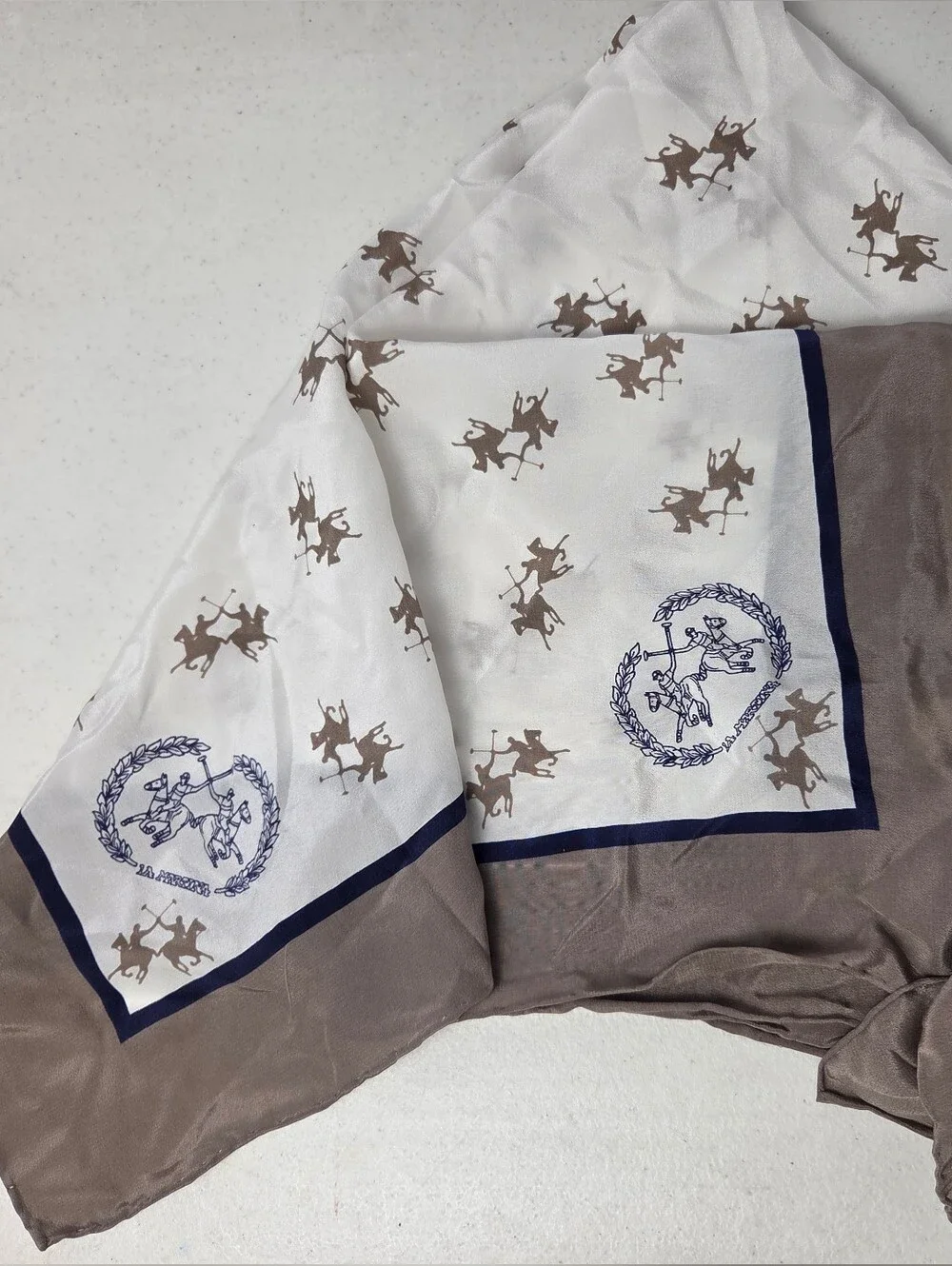 La Martina Saddlery Authentic luxury silk scarf equestrian Beige